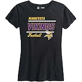 Team Fan Apparel NFL Gameday Women's Relaxed Fit T-Shirt - Rib Neck Contour - Tagless Short Sleeve Tee - Stay Cool & Stylish (Minnesota Vikings - Black, XX-Large)