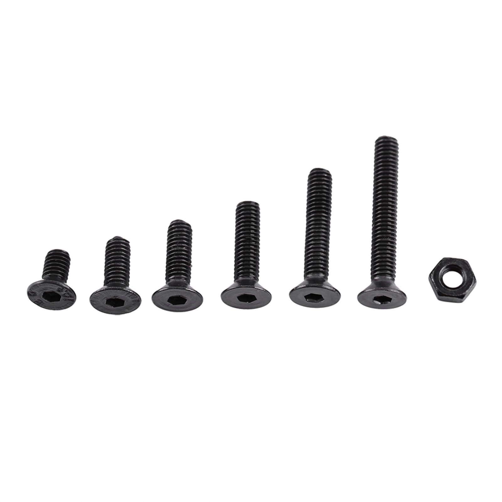 250 Pcs Alloy Steel M3 Button Head Screws Black, Fastener Nuts and Bolts 3 Different Head Optional for Machinery Furniture Repair DIY Inventions(Flat head)