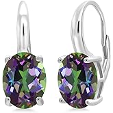 Gem Stone King Leverback Drop Dangle Earrings For Women | 925 Sterling Silver | 11X9MM Oval Gemstone Birthstone | Fine Jewelry Gifts for Her Mom Women Wife