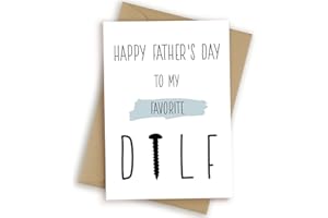HEALSLA Funny Fathers Day Card from Wife, Humorous Dad Birthday Gifts, Romantic Greeting Card for Husband New Father, You Are My Favorite Dilf with Kraft Envelope
