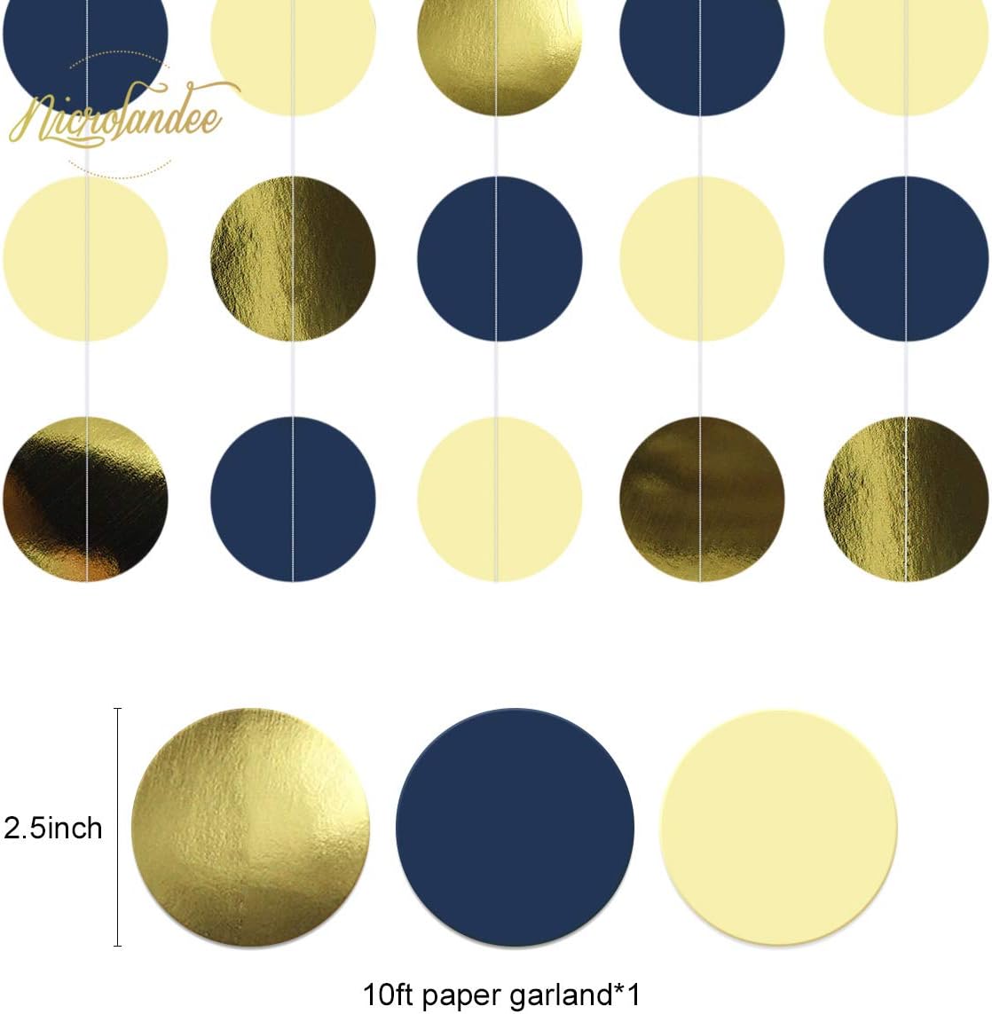 NICROLANDEE Navy Blue Gold Party Decoration Kit Nautical Baby Shower Hanging Pom Poms Paper Garland Party Confetti for Navy Party Get Ready Bridal Shower Wedding Birthday Bachelorette (Navy Gold): Health & Personal Care