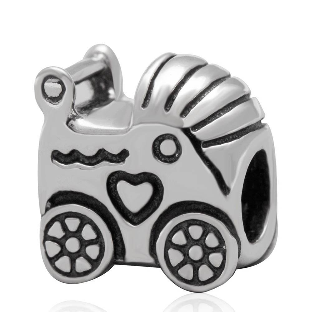 Fantasticharm Mother Day Gift Baby Carriage Charm Genuine 925 Sterling Silver Bead Fits European Style Bracelets