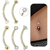 6ixGosh 14G Small Belly Button Rings for Women - 316L Stainless Steel Tiny Internally Threaded Navel Rings - Rook Piercing Jewelry - Hypoallergenic Curved Barbells, 6-16MM, 5PCS