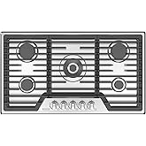 Empava 36 Inch Built-in Gas Cooktop with 5 Sealed SABAF Burners, Stainless Steel Surface, Ion Ignition, LPG/NG Convertible, Flame Failure Protection, Dishwasher Safe Grates