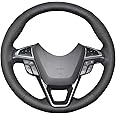 Eiseng DIY Sew StitchGenuine Leather Steering Wheel Covers for Ford Fusion 2013 2014 2015 2016 2017 2018 2019 2020 / for Ford Edge 4dr SUV 2015-2020 Interior Accessories 15 inches (Black Thread)