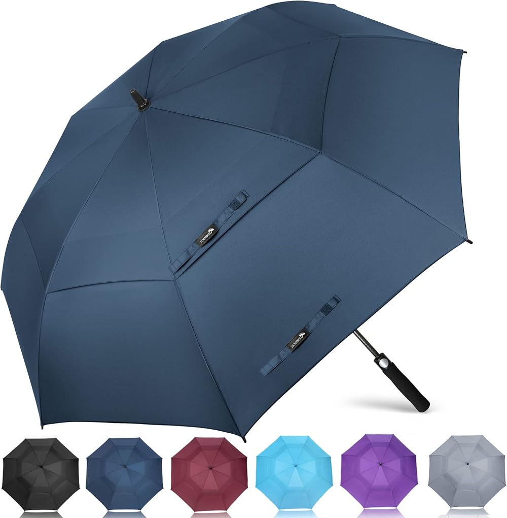 ZOMAKE Golf Umbrella 68in Windproof Rainproof Double Canopy Navy Blue