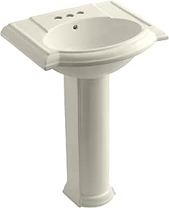 Lavatorio de pedestal Kohler Devonshire con centros de 4 pulgadas, 1.25