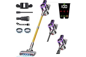 ARFUEE Cordless Vacuum Cleaner, 550W/45KPA/60Mins Runtime Vacuum Cleaners for Home, LED Display, 1.5L Cup, Lightweight, Ultra-Quiet, Cordless Stick Vacuum for Carpet/Hard Floor/Car/Pet