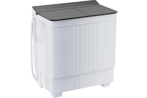 Elevon Portable Washing machine, 20lbs Mini Compact Laundry Washing Machine, Twin Tub 12lbs Washer & 8lbs Spinner, Clothes Washer Machine with Drain Pump for Apartment, Dormitory and RVs