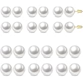 KNOWTODAY Hypoallergenic Pearl Earrings for Women 8-10 mm White Big Pearl Stud Earrings Set Nickel Free 12 Pairs Fake Pearls Earring Jewelry Gift for Bridal Wedding Christmas