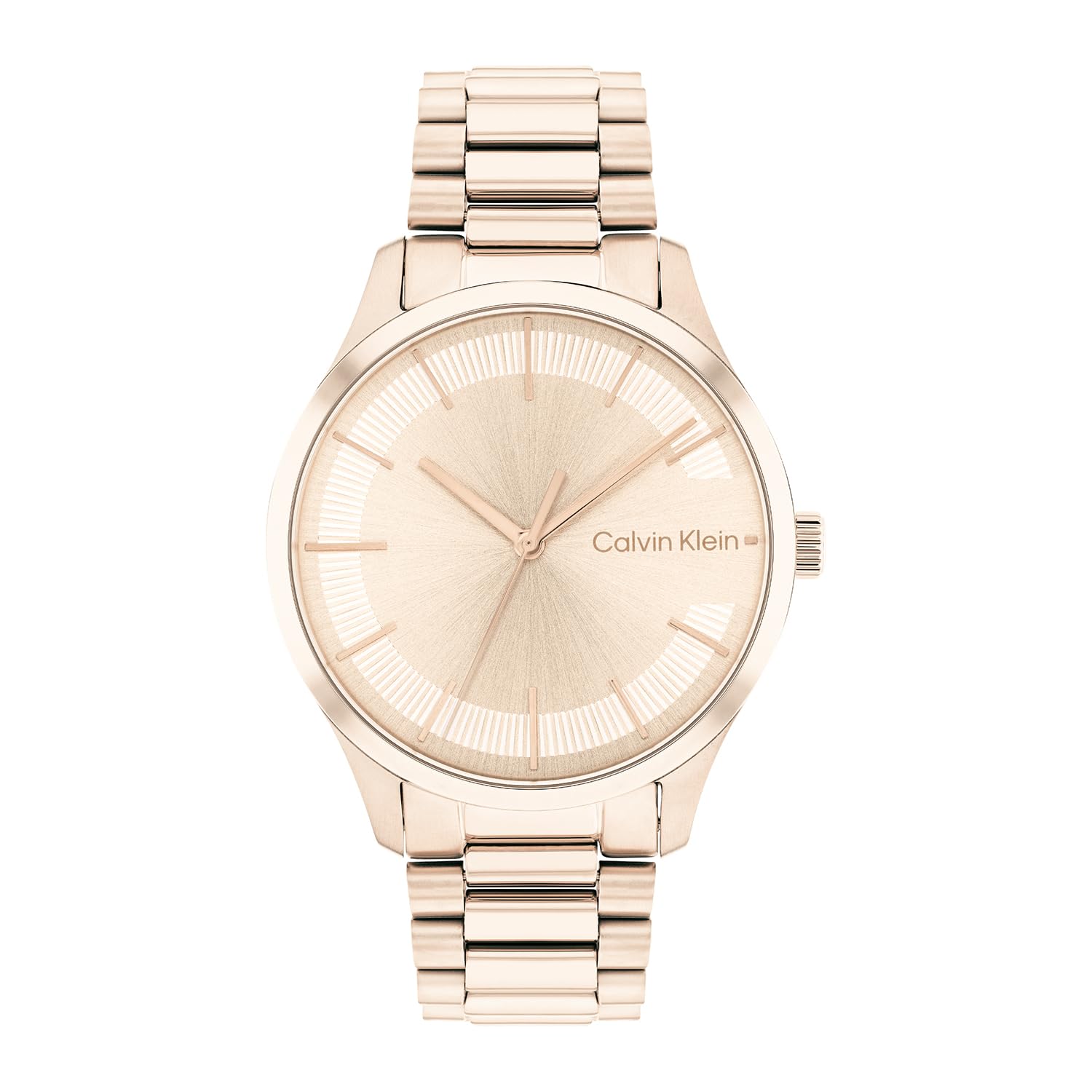 Calvin Klein Analogue Quartz Watch for Men and Women Iconic Bracelet - 35MM Collection with Carnation Gold Colored Stainless Steel Bracelet - 25200042