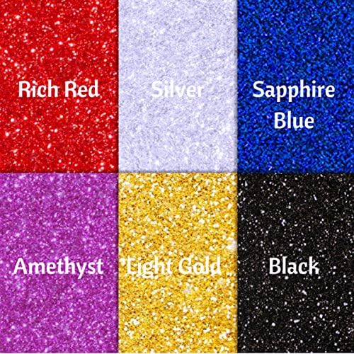 Glitter &amp; Laser Heat Transfer Vinyl (HTV), 10" x 10" Sheets , 6 Colors Starter Bundle For T-Shirts Garments Bags And Other Fabrics , Iron On Vinyl For Silhouette Cameo&amp; Cricut Machines