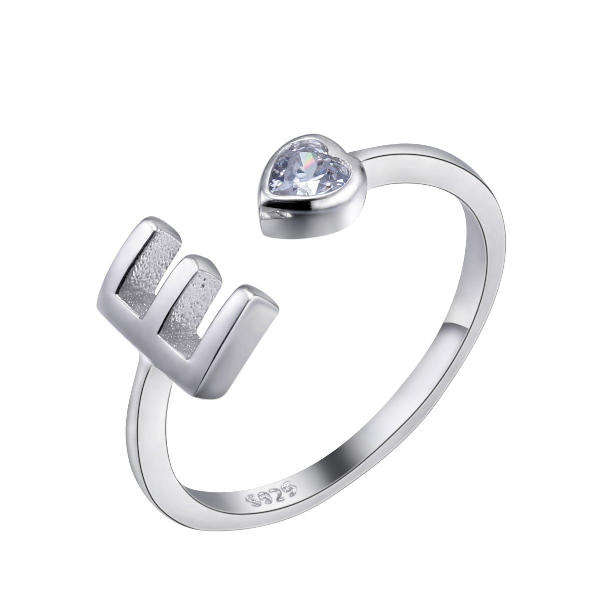 VIKI LYNN Women Ladies Girls 925 Sterling Silver Adjustable E Initial Rings Size J