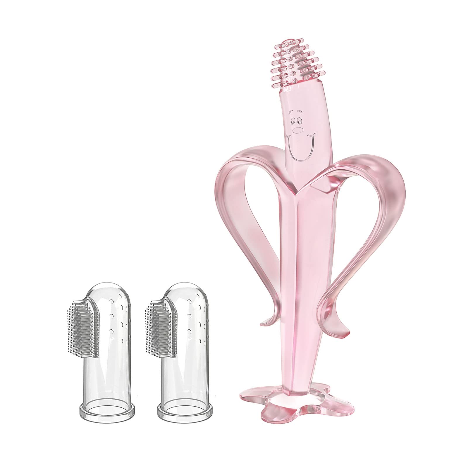 Silicone Baby Toothbrush 0-2 Years, 3 Packs Liquid Silicone Baby Teether and Finger Toothbrush Toddler Training Used with Storage Case