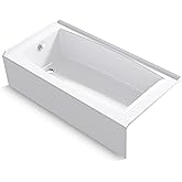 KOHLER K-26109-LA-0 Entity 60-Inch x 30-Inch Alcove Bath with Integral apron, integral flange and left hand drain, White
