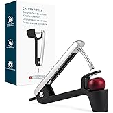 KITCHENDAO Cherry Pitter Tool, Larger Cross-Pitting Head, Cherry Core Remover with Safety Lock, Sturdy Zinc Alloy Handle, Dishwasher Safe(Black)