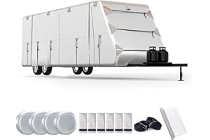 SELIMON 300D Top Travel Trailer RV Cover with Waterproof PU Coating Rip-Resistent & Anti-UV Winter Camper Cover Fits 22' to 24' Travel Trailer
