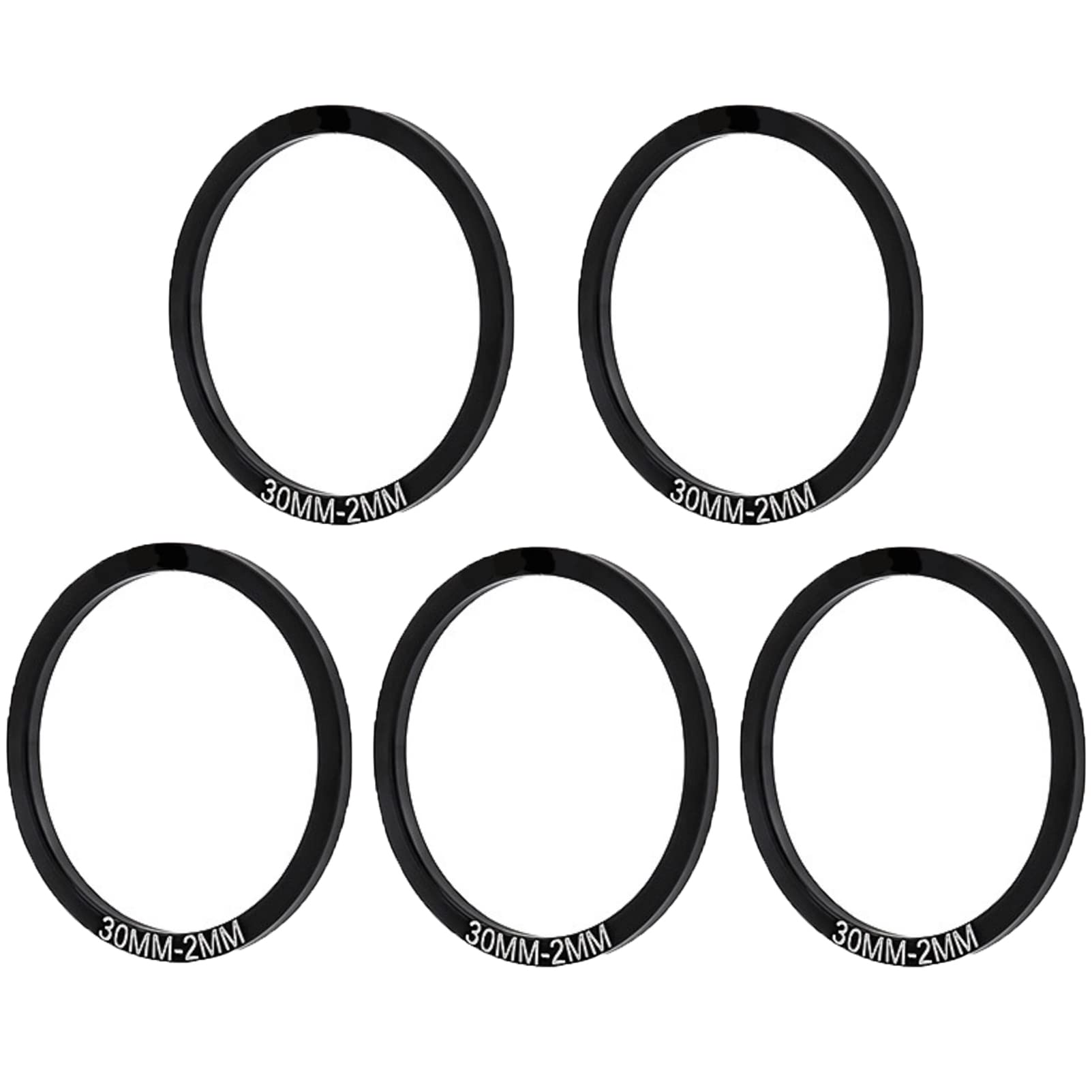 Yundxi 5 Pieces Bicycle Washer Set Road Bike Bottom Bracket Speed Cassette Washer Anodized Aluminum Alloy MTB Flywheel Hub Washer Spacer (Black Dia. 30mm Thick 2mm)