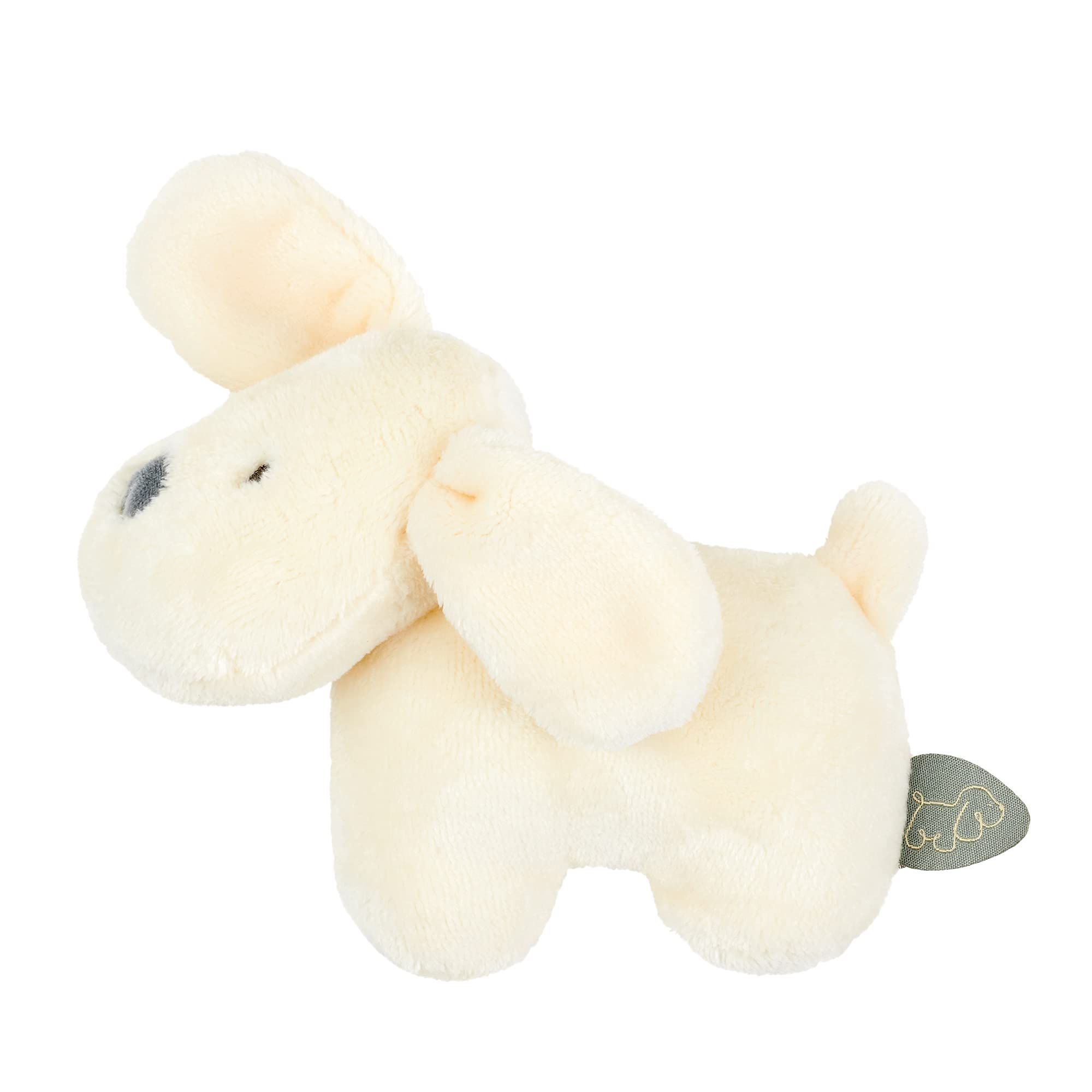 Nattou Plush Soft Toy with Rattle, Stuffed Animal, Cuddly Companion for Home or Travel, Machine Washable, 100 Percent Super Soft Polyester, PETA-Approved Vegan, Charlie Dog, Vanilla, 15 cm