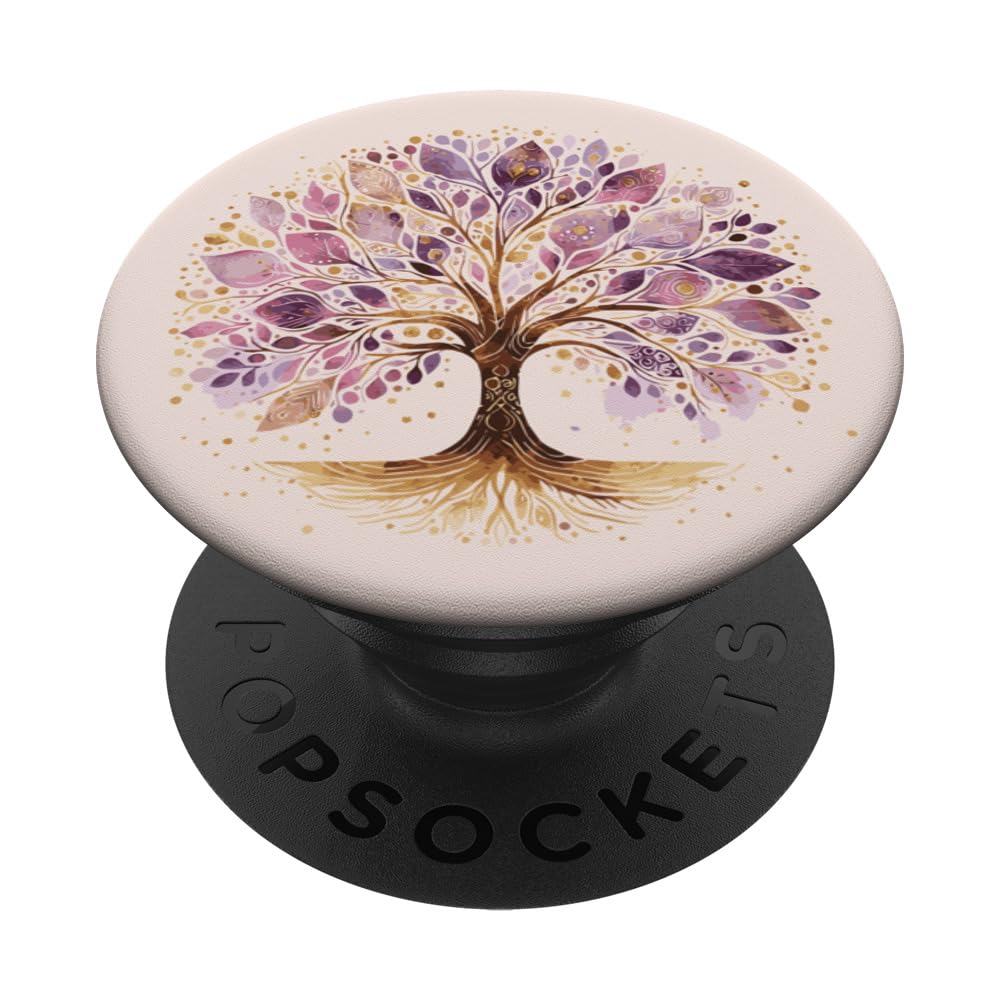 Purple and Gold Yoga Tree of Life PopSockets Swappable PopGrip