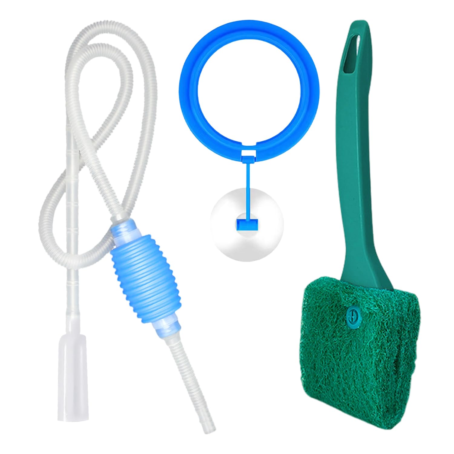 TYGFRT 1 Fish Tank Water Changer, 1 Scouring Brush, 1 Feeder, Fish Tank Water Pipe, Aquarium Cleaning Set, Fish Tank Water Change Pump, Fish Tank Filtration and Cleaning