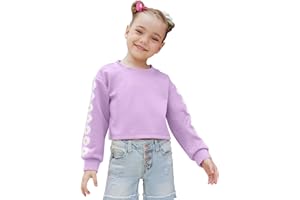 CHILDRENSTAR Girls Crop Tops Long Sleeve Daisy Cute Pullover Sweatshirt Kids For 3-13Y