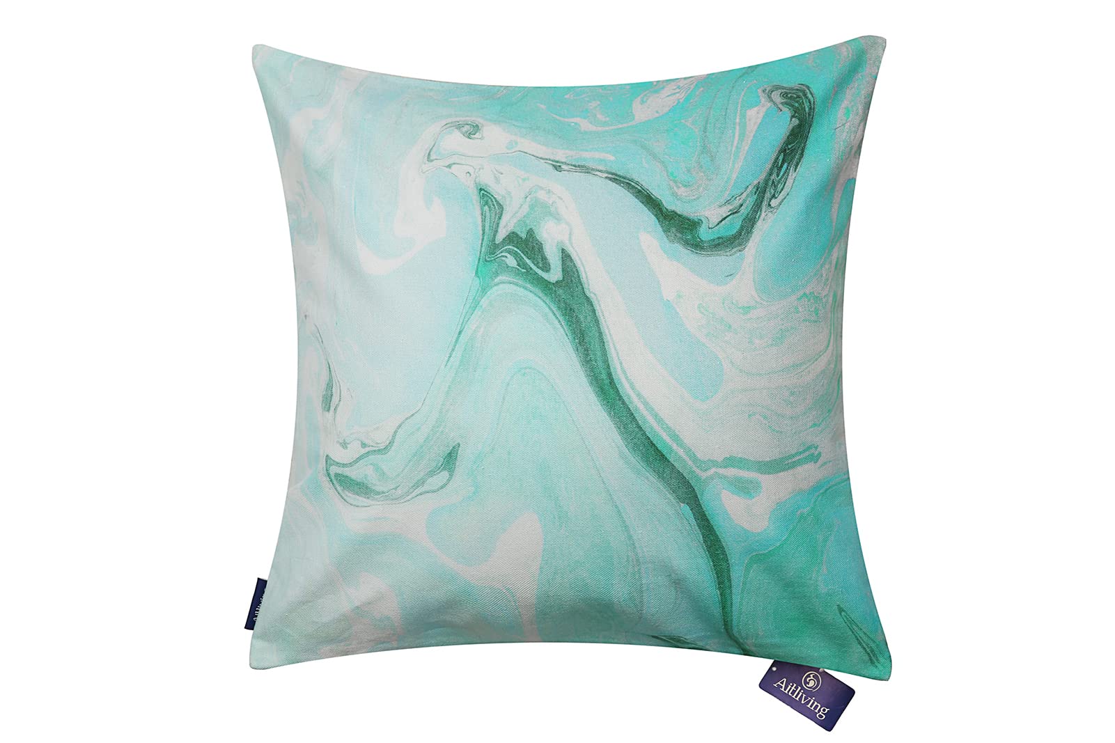 Aitliving Marbling Green/Beige Throw Pillow Cushion Cover 50x50cm Mable Ink 20"x20" Multicoloured Decorative Pillowcase Ocean Art Abstract Painted 100% Cotton Print Cotton Canvas/Cotton Linen