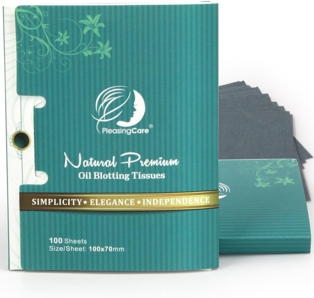 Natural Bamboo Charcoal Oil Absorbing Tissues - 200 Counts in 2 Pack, Easy Take Out Design - Top Rated #1 Oil Blotting Paper, Premium Handy Face Blotting Sheets - Oily Skin Care or Make Up Must Have!