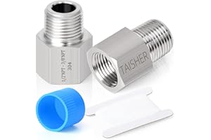 TAISHER 2PCS Forging of 304 Stainless Steel Pipe Fitting, Reducer Adapter, 3/8-Inch Male Pipe x 1/2-Inch Female Pipe