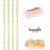 BEADIA 18K Gold Plated O Chains 3.0mm 2 Meters for Jewelry Making Findings