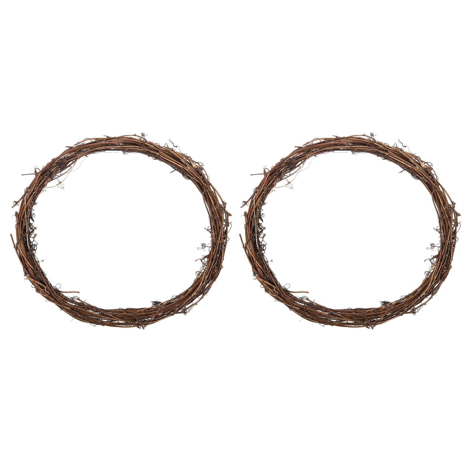 PATIKIL 12 Inch Rattan Wreath, 2 Pcs Christmas Round Natural Vine Branch Wreath Garland Floral Ring Hoop for Door Window Hanging Decorations, Brown
