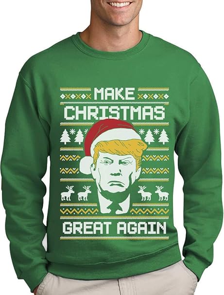 Green Turtle T-Shirts Make Christmas Great Again Trump Herren Ugly Christmas Sweater Sweatshirt