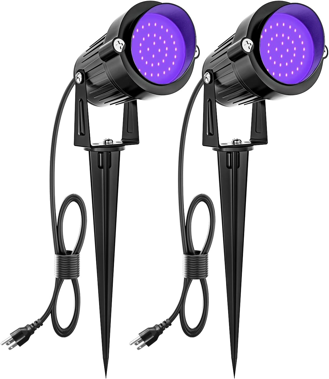 Lighting - ZUCKEO 15W Halloween Blacklight Spotlight Outdoor LED Black Lights Waterproof Landscape Lighting with US Plug for Glow Dancing Party Body Painting Neon Poster Christmas Decorations(2Pack)