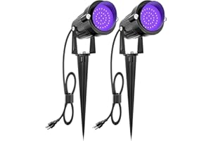 ZUCKEO 15W Halloween Blacklight Spotlight Outdoor LED Black Lights Waterproof Landscape Lighting with US Plug for Glow Dancing Party Body Painting Neon Poster Christmas Decorations(2Pack)