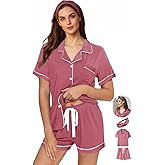 WJing Yi Jia Womens 3Pcs Pajama Sets Soft Pajamas Set Button Down Sleepwear Knitted Pjs XS-XXL Pj Lounge Set Bride Nightwear