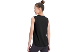 HASMES Girls Tank Tops Quick Dry Athletic Top Cute Sleeveless Shirts Dance Yoga Workout Tops