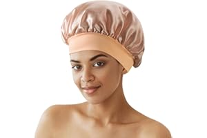 Zixsavk Silk Bonnet for Sleeping Women - Waterproof Shower & Sleep Hair Protector, Adjustable Silk Night Cap for Curly/Natural Hair