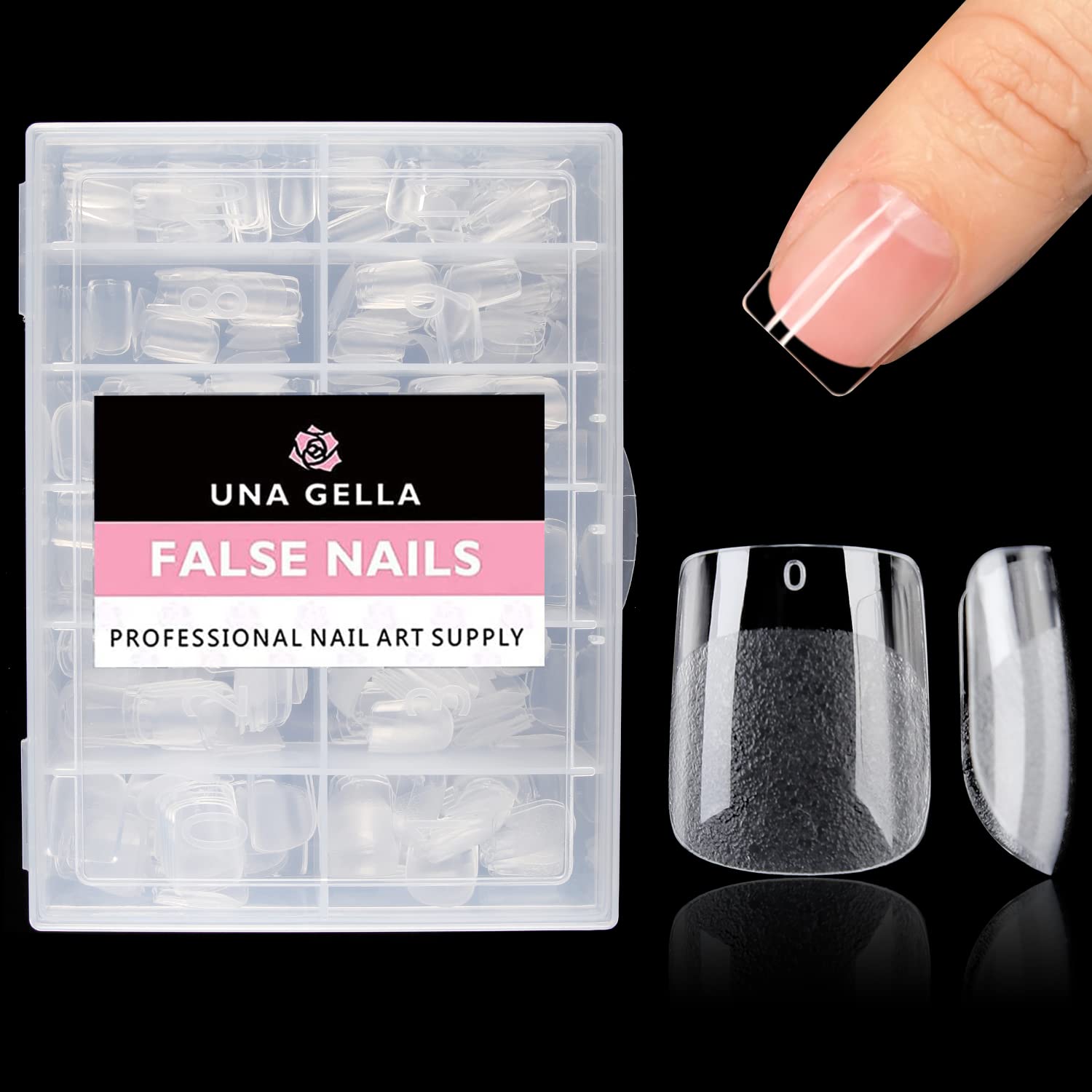 UNA GELLA Extra Short Square Fake Nails XS 216pcs Pre-shape Extra Short Square Press on Nails Gel Tips Full Cover Acrylic Nails False Nails For DIY Salon 12 Sizes