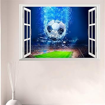 Xcao 3D Ventana De Fútbol Balón De Fútbol Pegatinas De Pared Para ...