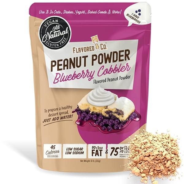 FLAVORED PB CO. BLUEBERRY COBBLER PEANUT BUTTER POWDER, LOW CARB AND ONLY 45 CALORIES, ALL-NATURAL FROM US FARMS (BLUEBERRY COBBLER)