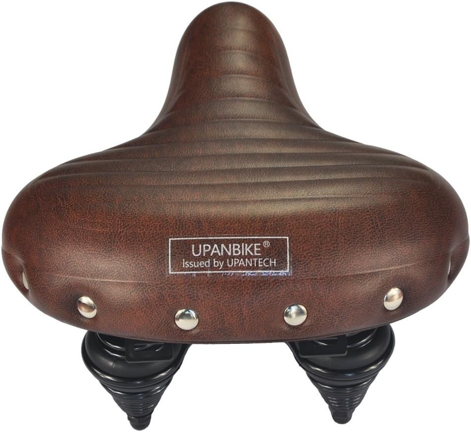 UPANBIKE Bike Saddle Super-Soft Comfortable Leather Shock Absorption Widened Bicycle Seat Suspension Cushion