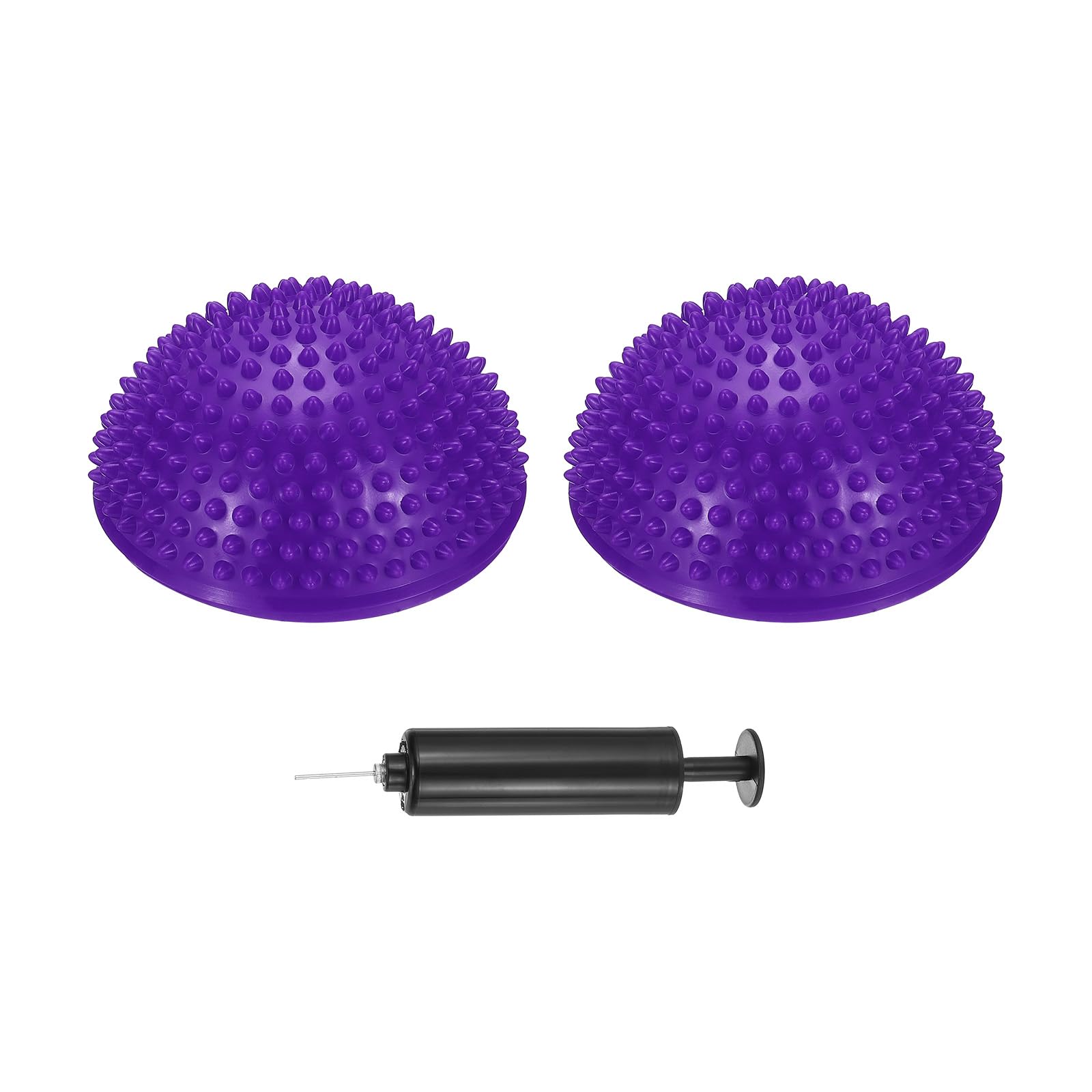 PATIKIL 2 Pcs Half Spiky Domes Balance Pods 6.7x3.1 Inch, Balance Trainer Dots with Hand Pump for Core Body Balancing Stability Training Foot Massage, Purple