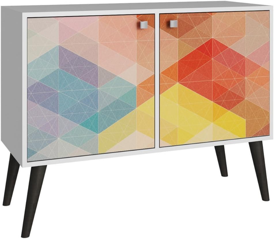 Manhattan Comforts Avesta Double Side Table. 2.0, White and Stamp
