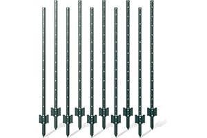 NESSXA 10 Pack Metal Fence Post, 7 Feet Heavy Duty Garden with U-Post, No Dig Garden Fence Stakes for Temporary Fencing, Corner Anchor