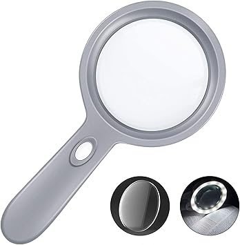 Amazon Com Lighted Magnifying Glass 10x Hand Held Large Reading Magnifying Glasses With 12 Led Illuminated Light For Seniors Macular Degeneration Inspection Coins Stamps Office Products