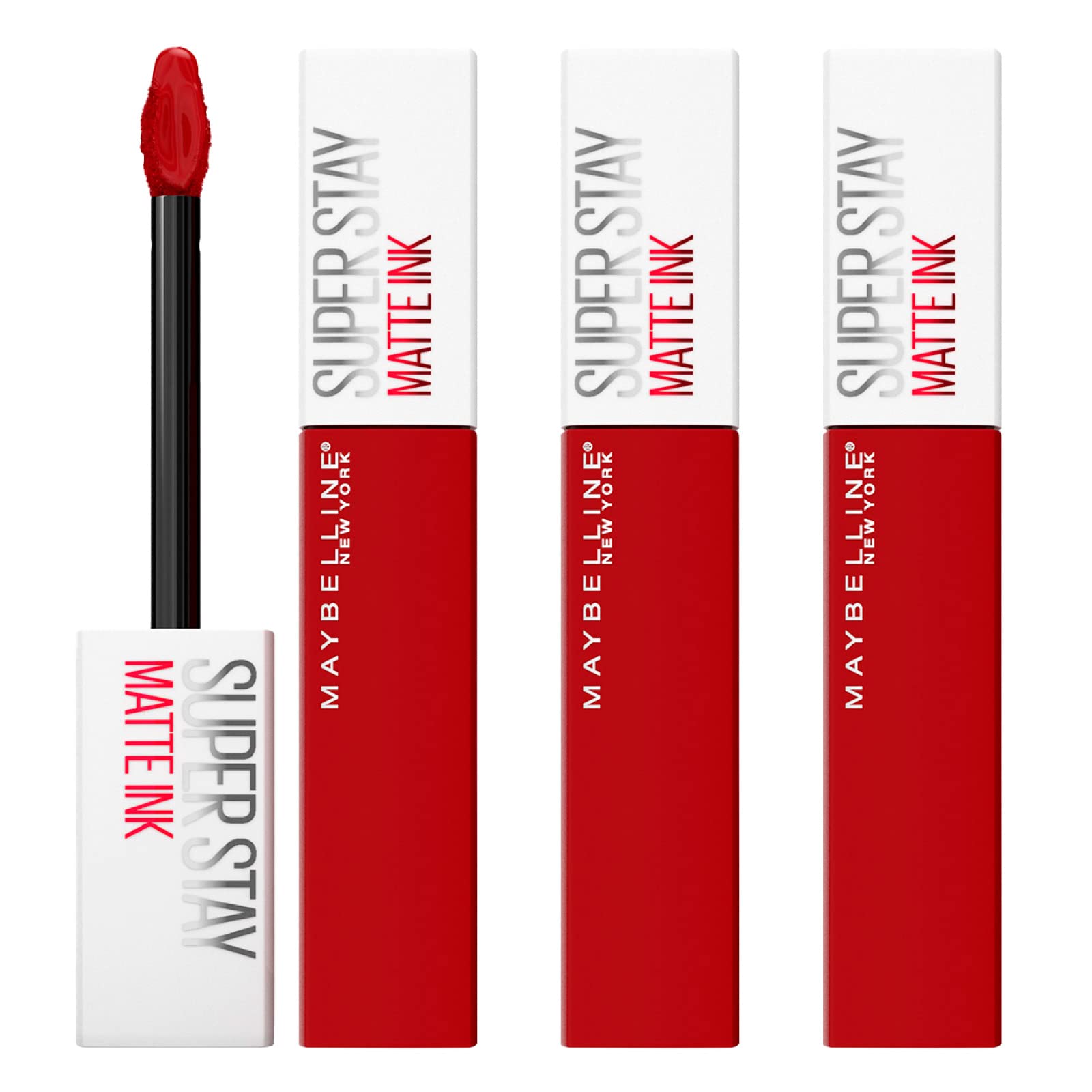 Maybelline New York SuperStay Matte Ink Lip Tint Color 340 Exhilarator with 16 Hours of Wear and Tip Applicator - 3 Lipsticks