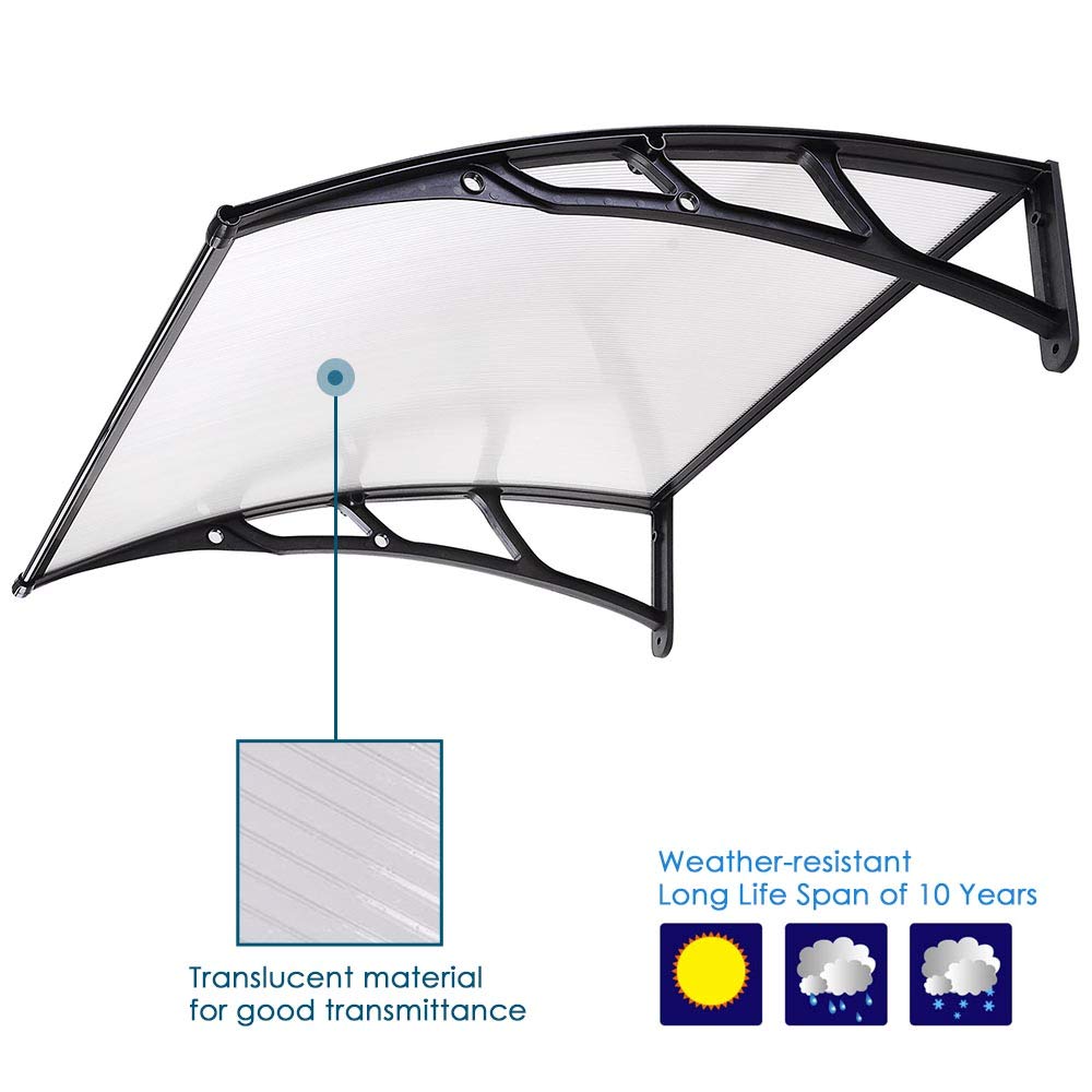 Yescom 2 Sets 39"x39" Outdoor Clear Door Window Awning Patio Cover Rain Protection One-Piece Polycarbonate Hollow Sheet