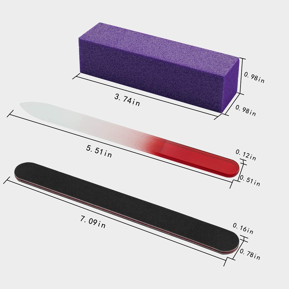 14PCS Nail Files and Buffers Kit Professional Glass Nail Files Manicure Tools Kit Rectangular Art Care Buffer Block Tools 100/180 Grit : Beauty