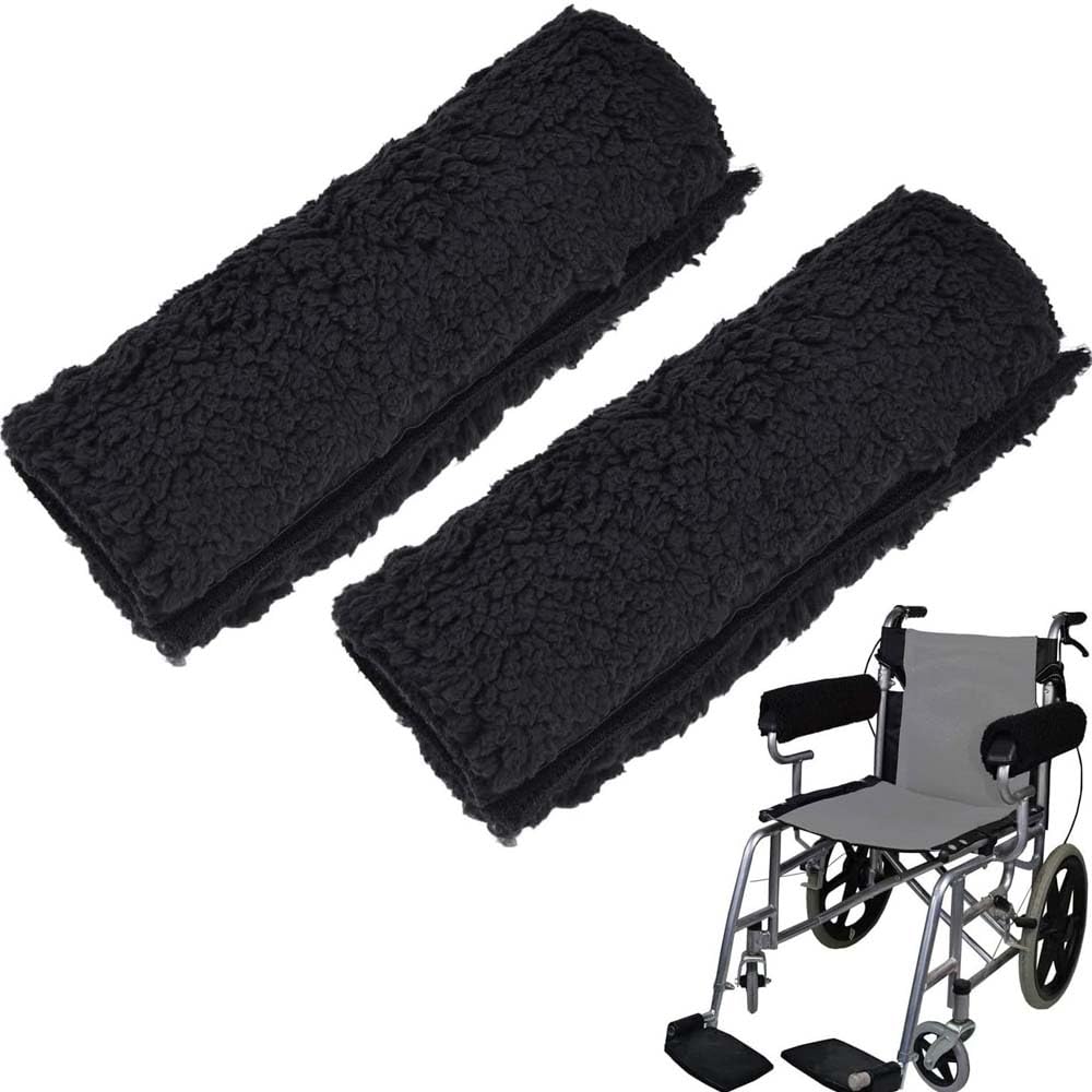 PAIKIUU Wheelchair Armrest Pad Cushion Cover, 1Pair Wheelchair Armrest Pads with Memory Foam Sheepskin Wheel Chair Cover Wheelchair Accessories Soft Support Cushion Armrest Accessories for Adults