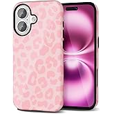 Svanove Cheetah Print Phone Case for iPhone 16 Plus Case Girly, Cute Leopard Case for Women, Luxury Trendy Retro Cool Animal Print Design, Aesthetic Pattern Y2k Slim Hard Shell Plastic Cover, Pink